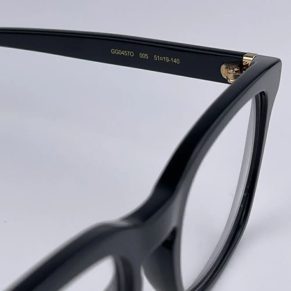 SALE! NEW GUCCI WEB GG0457O 005 Black Gold Square Women Eyeglasses